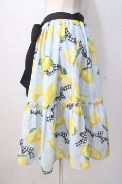 画像2: axes femme kawaii / ストライプレモン柄スカート M サックス Y-25-07-14-124-AX-SK-SZ-ZY