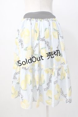 画像3: axes femme kawaii / ストライプレモン柄スカート M サックス Y-25-07-14-124-AX-SK-SZ-ZY