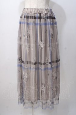 画像1: axes femme / プリントプリーツチュールスカート F ベージュ Y-25-07-14-129-AX-SK-SZ-ZY