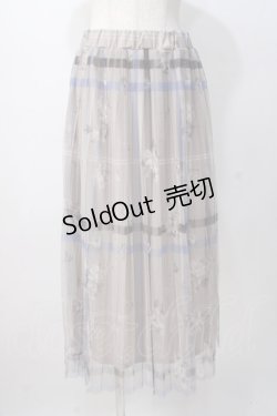 画像1: axes femme / プリントプリーツチュールスカート F ベージュ Y-25-07-14-129-AX-SK-SZ-ZY