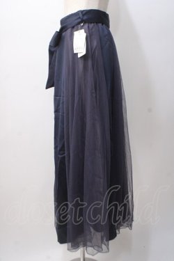画像2: axes femme / サテン×チュールスカート M 紺 Y-25-07-14-130-AX-SK-SZ-ZY