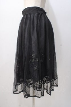画像1: axes femme POETIQUE / お花刺繍チュールスカート M 黒 Y-25-07-14-131-AX-SK-SZ-ZY