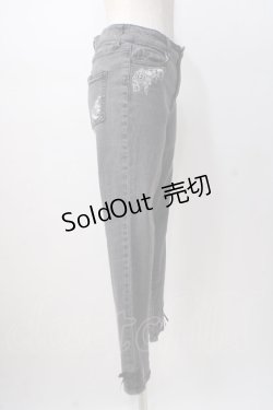 画像2: axes femme / 猫×時計刺繍デニムパンツ M 黒 Y-25-07-14-136-AX-PA-SZ-ZY