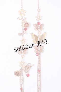 画像2: axes femme / 蝶×ビーズ2連ロングネックレス  ピンクゴールド Y-25-07-14-002-AX-AC-SZ-ZY
