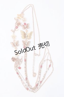 画像3: axes femme / 蝶×ビーズ2連ロングネックレス  ピンクゴールド Y-25-07-14-002-AX-AC-SZ-ZY