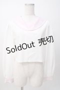 Ank Rouge / リボン・ネクタイ付きセーラートップス M 白×ピンク Y-25-07-14-027-CA-TO-SZ-ZY