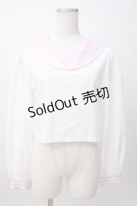 Ank Rouge / リボン・ネクタイ付きセーラートップス M 白×ピンク Y-25-07-14-027-CA-TO-SZ-ZY