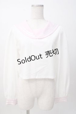 画像1: Ank Rouge / リボン・ネクタイ付きセーラートップス M 白×ピンク Y-25-07-14-027-CA-TO-SZ-ZY