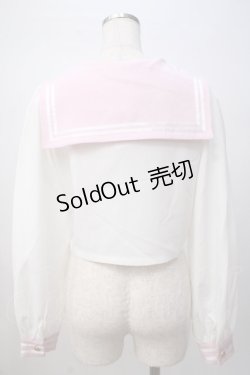 画像3: Ank Rouge / リボン・ネクタイ付きセーラートップス M 白×ピンク Y-25-07-14-027-CA-TO-SZ-ZY