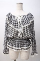 TRALALA / チェック柄シフォントップス 0 黒 Y-25-07-14-030-LO-TO-SZ-ZY