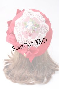 Hoshibako Works / ストロベリー・リボンブーケ　いちご刺繍ベレー  赤 Y-25-07-16-001-LO-AC-AS-ZY