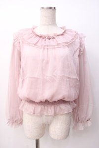 axes femme POETIQUE / 巻き薔薇シフォンブラウス  ピンク Y-25-07-16-031-AX-BL-SZ-ZY
