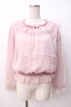 画像1: axes femme POETIQUE / 巻き薔薇シフォンブラウス  ピンク Y-25-07-16-031-AX-BL-SZ-ZY