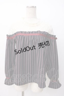 画像1: axes femme / レース切替レジメカットプルオーバー  紺 Y-25-07-16-033-AX-TO-SZ-ZY