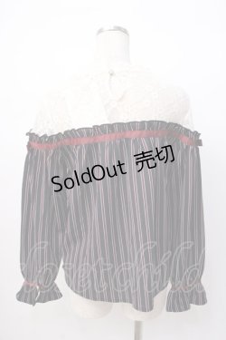 画像3: axes femme / レース切替レジメカットプルオーバー  紺 Y-25-07-16-033-AX-TO-SZ-ZY