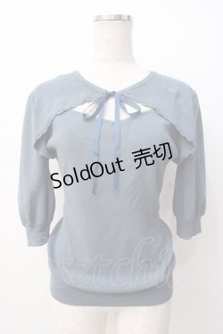 画像1: F＆A / フロント開き5分袖ニットプルオーバー  青 Y-25-07-16-034-LO-TO-SZ-ZY