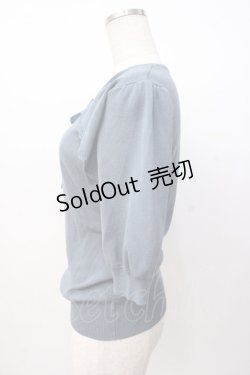 画像2: F＆A / フロント開き5分袖ニットプルオーバー  青 Y-25-07-16-034-LO-TO-SZ-ZY