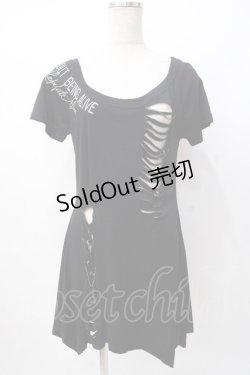 画像1: GHOST of HARLEM / ダメージロングカットソー F 黒 Y-25-07-16-038-GL-TO-SZ-ZY