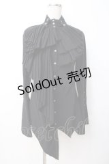 Ozz Croce / プリーツアシンメトリースタンドネックブラウス  黒 Y-25-07-16-043-OO-BL-SZ-ZY