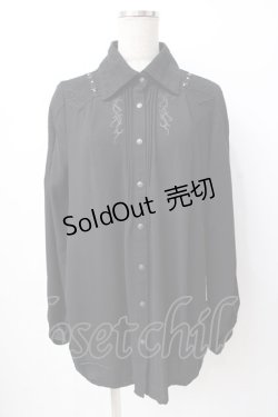画像1: Ozz Croce / タック入り刺繍ブラウス  黒 Y-25-07-16-044-OO-OP-SZ-ZY