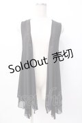 Ozz oneste / 刺繍入りイレギュラーベスト  黒 Y-25-07-16-046-OO-JA-SZ-ZY