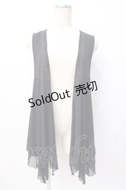 画像1: Ozz oneste / 刺繍入りイレギュラーベスト  黒 Y-25-07-16-046-OO-JA-SZ-ZY