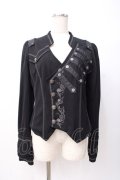 Ozz oneste / 歯車薔薇刺繍ショートジャケット  黒 Y-25-07-16-048-OO-JA-SZ-ZY