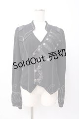Ozz oneste / 歯車薔薇刺繍ショートジャケット  黒 Y-25-07-16-048-OO-JA-SZ-ZY