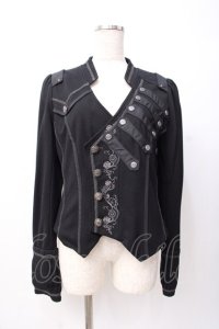 Ozz oneste / 歯車薔薇刺繍ショートジャケット  黒 Y-25-07-16-048-OO-JA-SZ-ZY