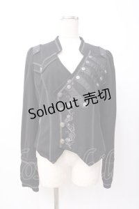 Ozz oneste / 歯車薔薇刺繍ショートジャケット  黒 Y-25-07-16-048-OO-JA-SZ-ZY