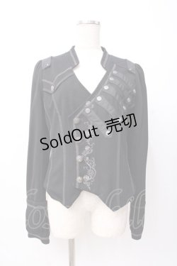 画像1: Ozz oneste / 歯車薔薇刺繍ショートジャケット  黒 Y-25-07-16-048-OO-JA-SZ-ZY