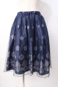 axes femme / オーナメント柄チュールスカート M 紺 Y-25-07-16-049-AX-SK-SZ-ZY