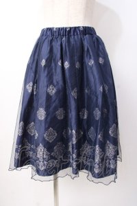 axes femme / オーナメント柄チュールスカート M 紺 Y-25-07-16-049-AX-SK-SZ-ZY