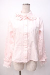 BABY,THE STARS SHINE BRIGHT / いちごレースのミルフィーユブラウス  ピンク Y-25-07-16-005-BA-BL-SZ-ZY