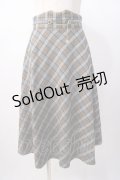 F&A / コインチェーン使いチェックフレアースカート  青×茶 Y-25-07-16-056-LO-SK-SZ-ZT454