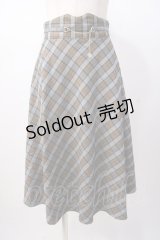 F&A / コインチェーン使いチェックフレアースカート  青×茶 Y-25-07-16-056-LO-SK-SZ-ZT454