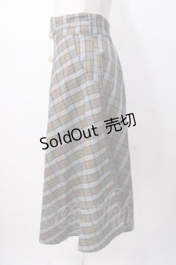 画像2: F&A / コインチェーン使いチェックフレアースカート  青×茶 Y-25-07-16-056-LO-SK-SZ-ZT454