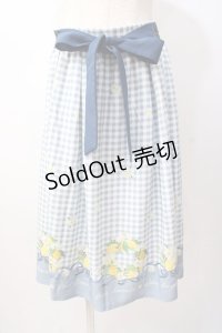 axes femme POETIQUE / シトロンフラワーリーススカート  サックス Y-25-07-16-060-AX-SK-SZ-ZY