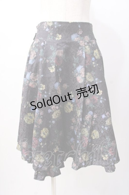 画像1: axes femme Kawaii / クラシックブーケ柄スカート  黒 Y-25-07-16-064-AX-SK-SZ-ZT479 (1)