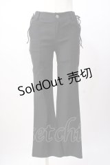 Ozz oneste / 編み上げフレアパンツ  黒 Y-25-07-16-065-OO-PA-SZ-ZY