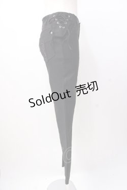 画像2: Ozz oneste / 編み上げフレアパンツ  黒 Y-25-07-16-065-OO-PA-SZ-ZY