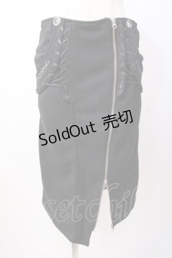 画像1: Ozz Croce / アシメZIPスカート  黒 Y-25-07-16-066-OO-SK-SZ-ZY