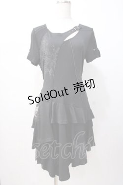 画像1: Ozz Croce / 龍刺繍入りアシメワンピース  黒 Y-25-07-16-078-OO-OP-SZ-ZY