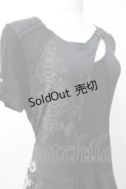 画像4: Ozz Croce / 龍刺繍入りアシメワンピース  黒 Y-25-07-16-078-OO-OP-SZ-ZY