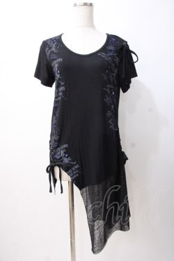画像1: GHOST of HARLEM / プリント入りアシメトップス F 黒 Y-25-07-16-079-GL-TO-SZ-ZY