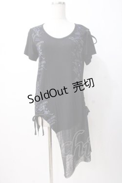 画像1: GHOST of HARLEM / プリント入りアシメトップス F 黒 Y-25-07-16-079-GL-TO-SZ-ZY