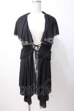 画像1: Ozz Croce / メッシュ重ねジレ  黒×グレー Y-25-07-16-082-OO-TO-SZ-ZY