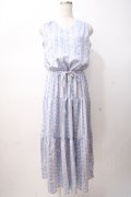 axes femme / ストライプフラワーptワンピース M ブルー Y-25-07-16-084-AX-OP-SZ-ZY