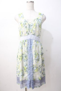 画像1: axes femme / 転写風ブーケ花柄ワンピース M サックス Y-25-07-16-085-AX-OP-SZ-ZY