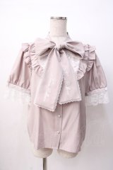 NOEMIE / ロゴ刺繍ボウタイブラウス M ピンク Y-25-07-16-008-LO-BL-SZ-ZY